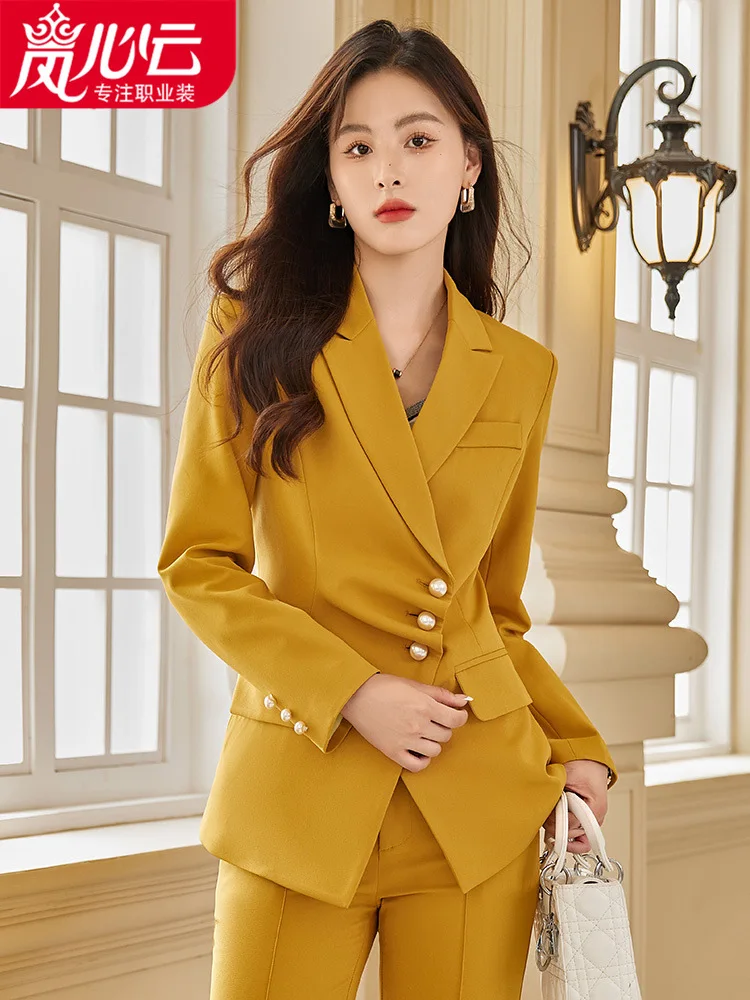 

Business Suit Tailored Suit Formal Clothes Women's Suit Overalls Dignified Goddess Fan High-End Irregular Three-Button Workplace