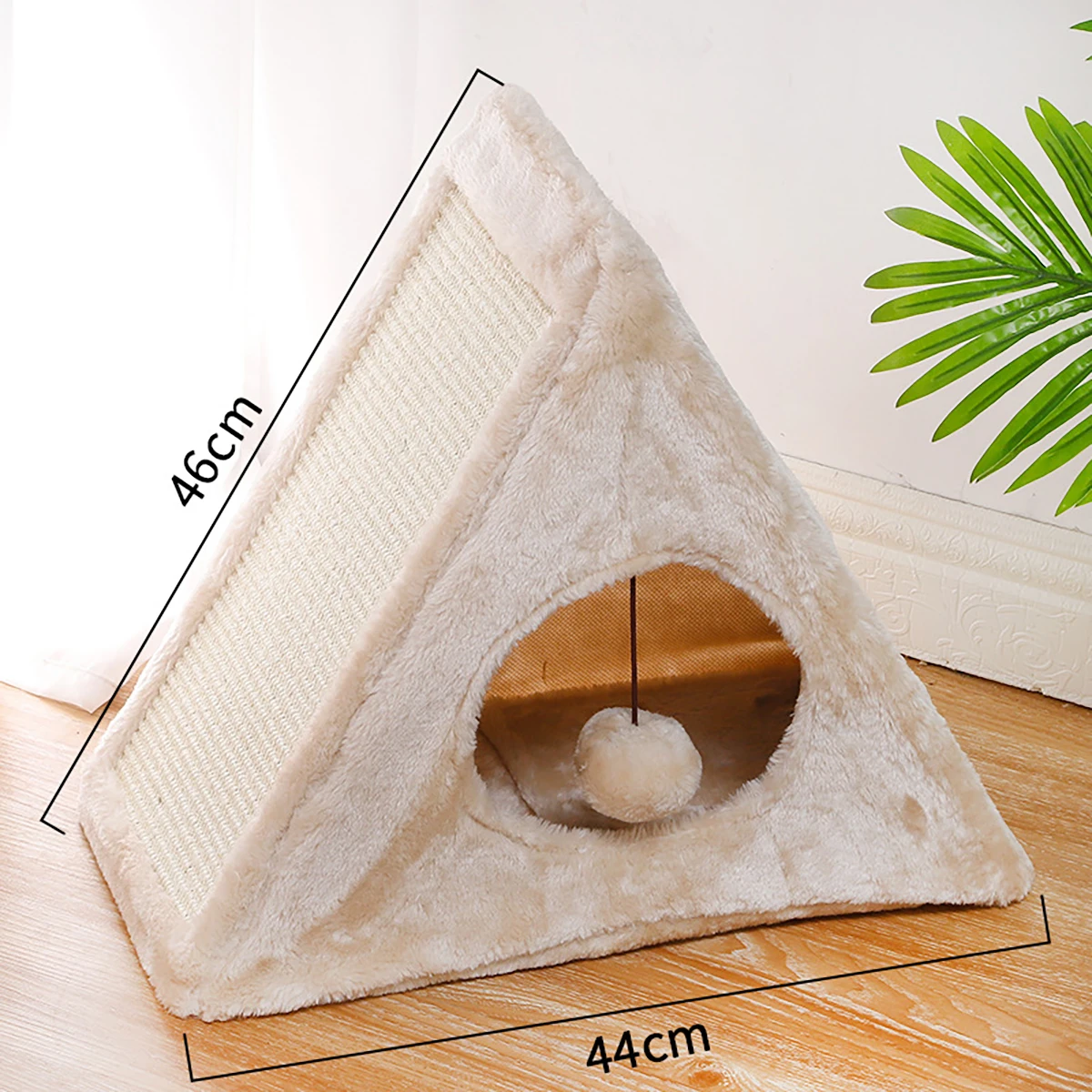 Pet Tent Cat House Soft Cozy Plush Cat Sleeping Cave Thicken Cute Kitten Puppy Warm Tents with Cat Scratching Board Pet Supplies