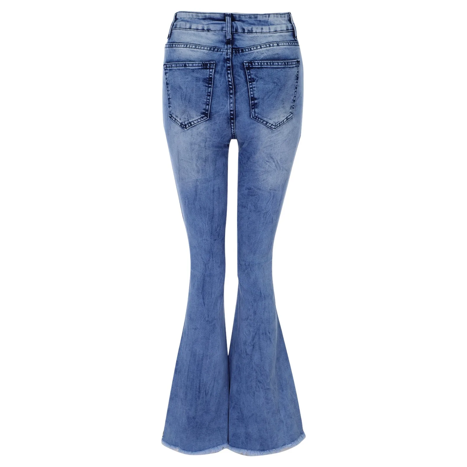 الطابق طول مضيئة السراويل النساء Bootcut ممزق عالية الخصر بسط واسعة الساق الجينز المتوترة ضيق موضة عادية سراويل جينز