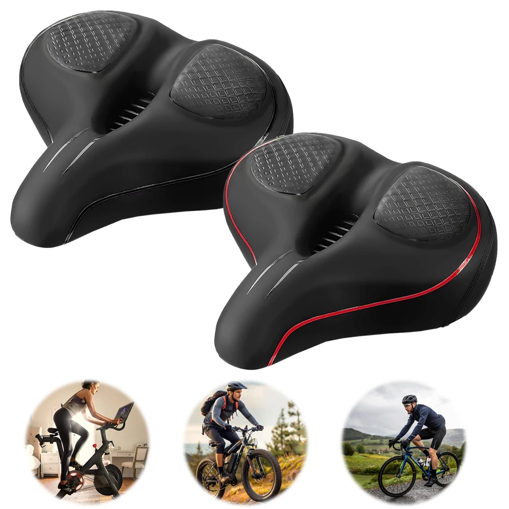 

Oversized Bike Seat Shock Absorption Wide Soft Cushion Bicycle Seat Breathable Hollow Bicycle Saddle Bike Accessories