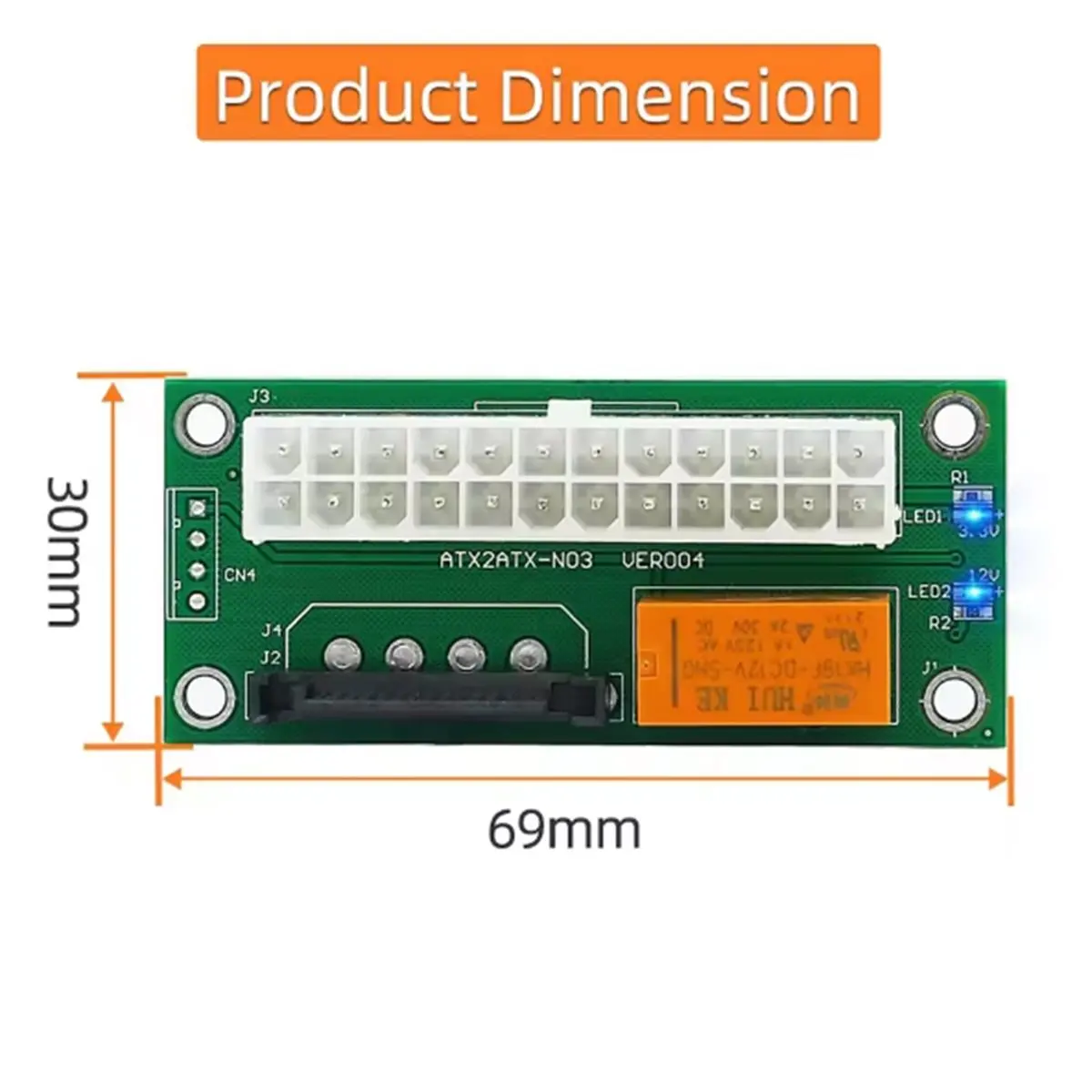 2026 NEW Dual PSU Power Supply Board Extender Cable Card with LED ATX 24Pin to SATA Sync Add2psu