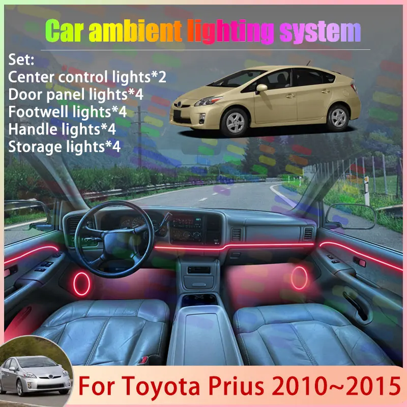 

Для Toyota Prius XW30 MK3 3 2010 ~ 2015 2011 2012 2/18 в 1 автомобильный атмосферный светильник RGB абажур ансамбль стример атмосферный набор
