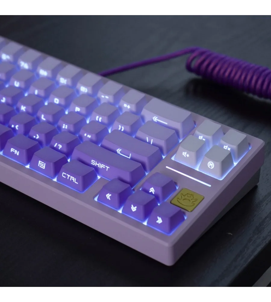 Snow blue side light transmission gradual change keycap OEM height PBT two-color dip suitable for Wooting and other wireless