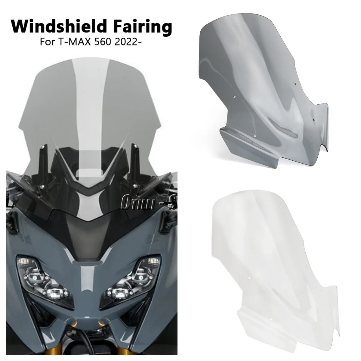 

OTILLI Acrylic Motorcycle Windshield For Yamaha TMAX 560 2022-2024 Adjustable Wind Screen Guards Windproof Visor Deflector