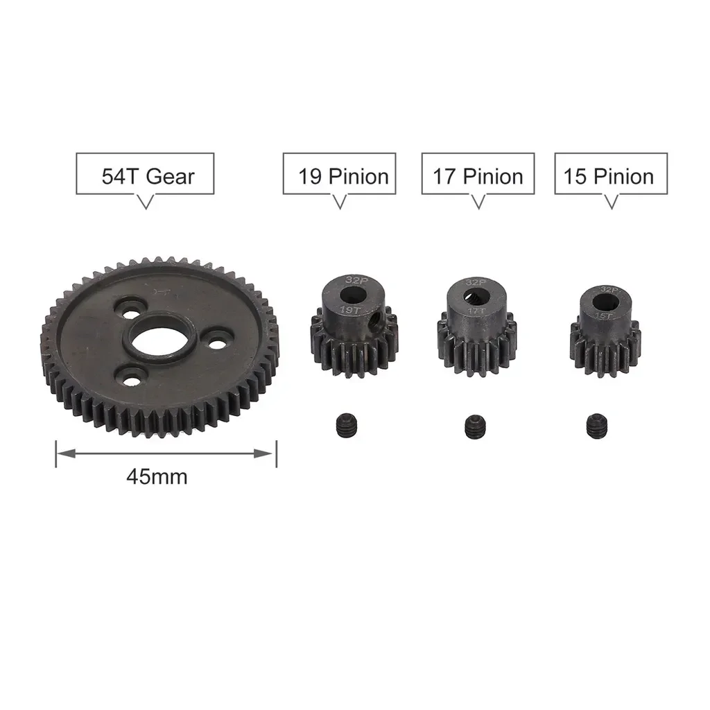 Piñón de engranaje de Motor de acero de Metal, 1 piezas, 5mm, 32P, 13T, 14T, 15T, 16T, 17T, 18T, 19T, 20T, 21T, para 1/10, 1/8, piezas de coche RC