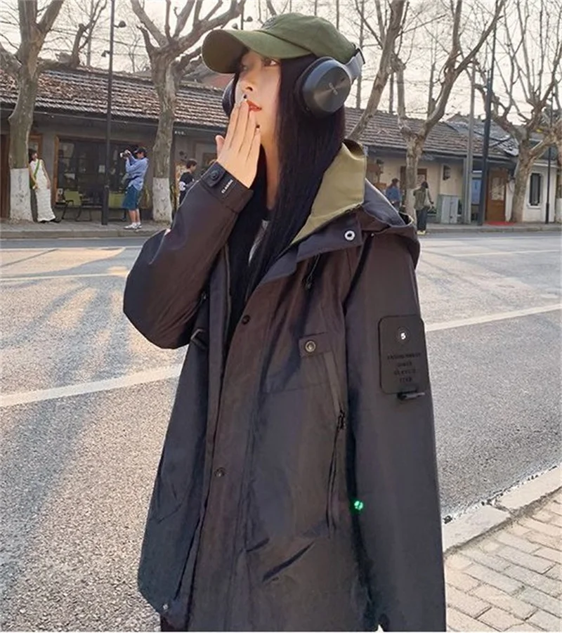

Spring Autumn Men Female Fashion Long Sleeves Coat Korean Women Leisure Hooded Jacket 2025 Ladies High-end Stormtrooper Outwear