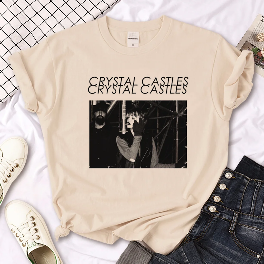 Crystal Castles top men Japanese streetwear manga tshirt male y2k clothing