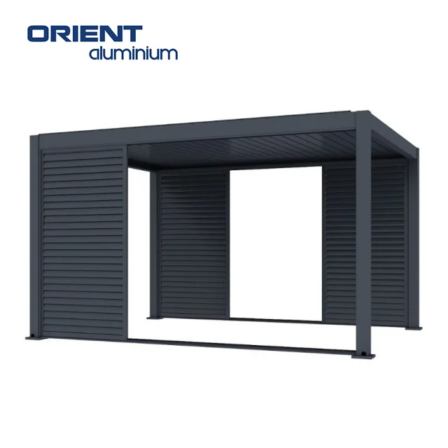 Aluminum Pergola with Adjustable Louvers Manual Roof Aluminum Profiles for Pergolas Outdoor Garden Pavilion Sunshade Canopy