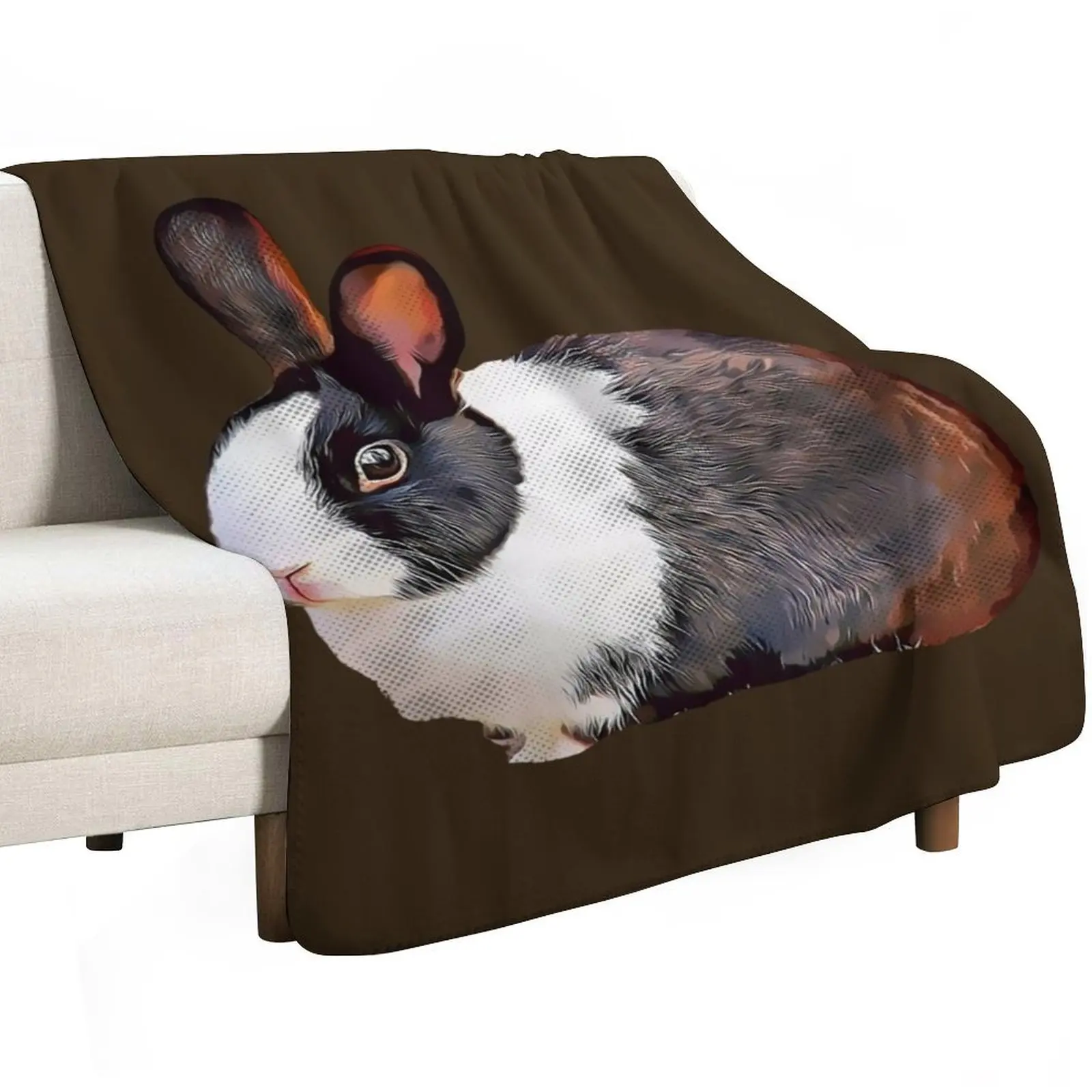 

Adorable Black and White Chubby Dutch Rabbit Throw Blanket Luxury Designer Blankets For Bed Hair Blankets