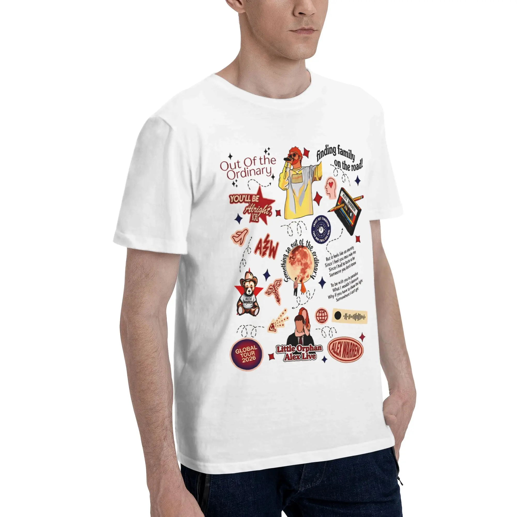 Alex Warren Finding Family on The Road Tour 2026  Graphic T Shirt Men Women  100% Cotton  Tee Shirt Clothing