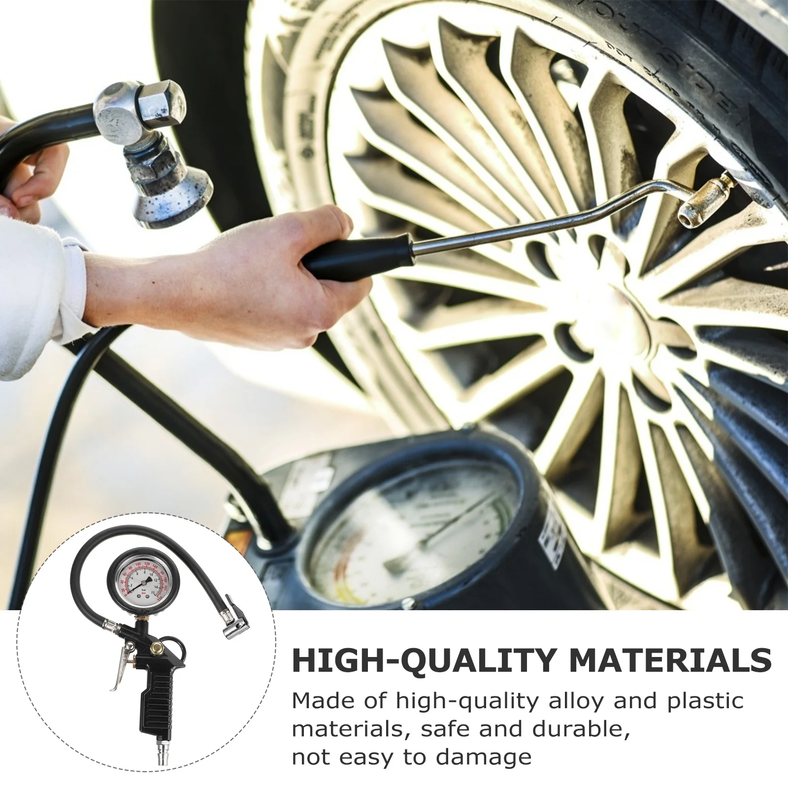 

1 шт. манометр для шин, сверхмощный металлический надувной насос, герметичный шланг, автомобильный компрессор, аксессуар, экономия топлива, прочный, долговечный