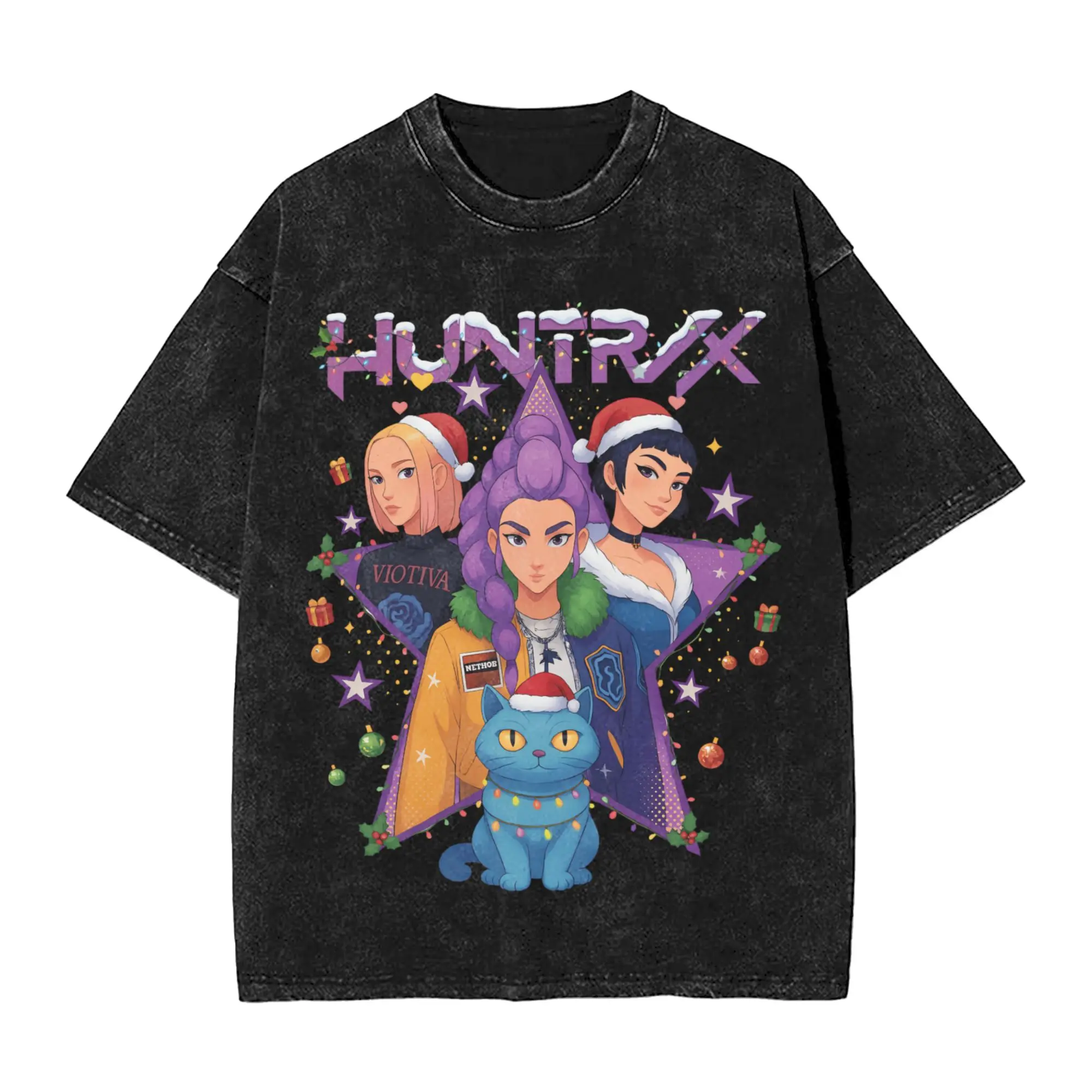 

Футболка Huntrix K-Pop Christmas Clipart с аниме для девочек и дерпи, модные футболки, топы с короткими рукавами, пляжные повседневные футболки большого размера