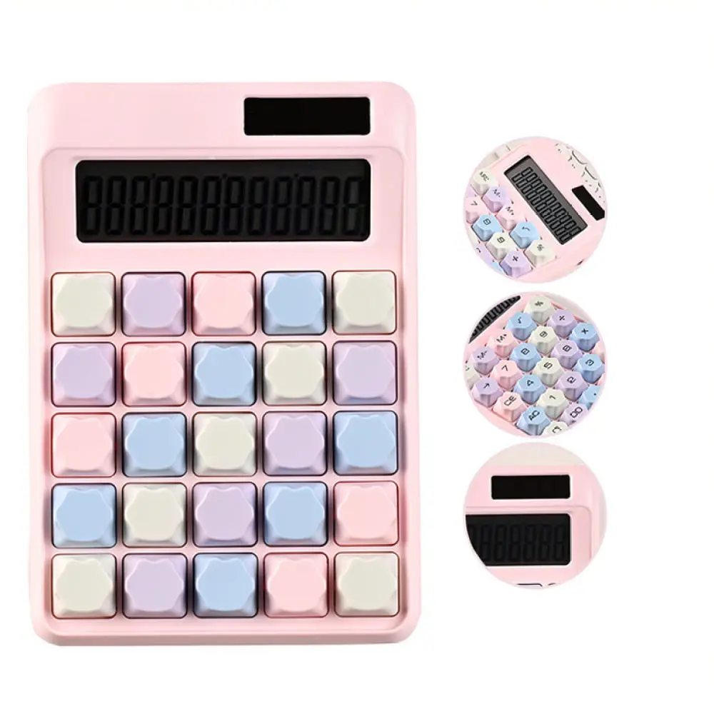 Colorful Mechanical Calculator Portable Office Stationery Desktop Accounting Supplies 12 Digit Display Daily Use
