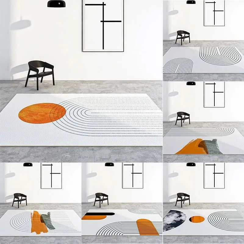 Yellow White Durable Checkerboard Geometric Rug Modern Minimalist Decorative Carpet for Entryway Balancing Practical