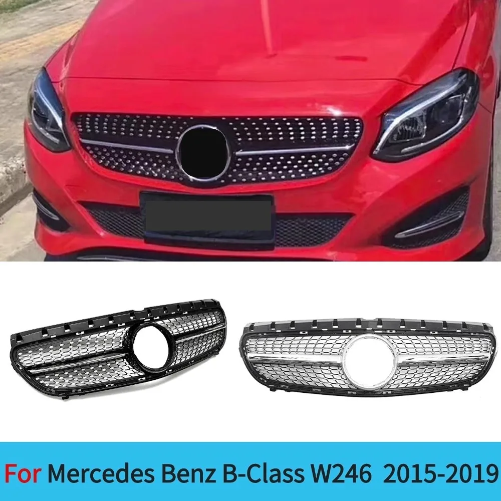 For Mercedes-Benz B-Class W246 2015-2019 B180 B200 B250 - Tuning AccessoryBlack/Silver Style Front Bumper Grill Upgrade