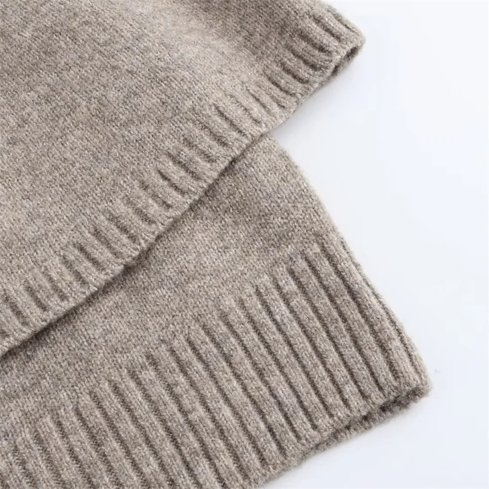 Autumn New Product Women's Fashion Casual Cape Design Round Neck Short Sleeve Single breasted Knitted Coat