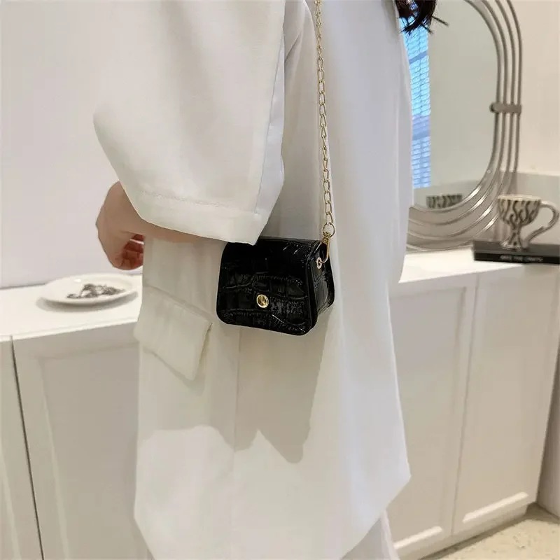 Mini Bags Women Kawaii PU Leather Stone Flap Bag Lipstick Handbag Designer Ins Korean Girlish Shoulder Crossbody Chain Packet