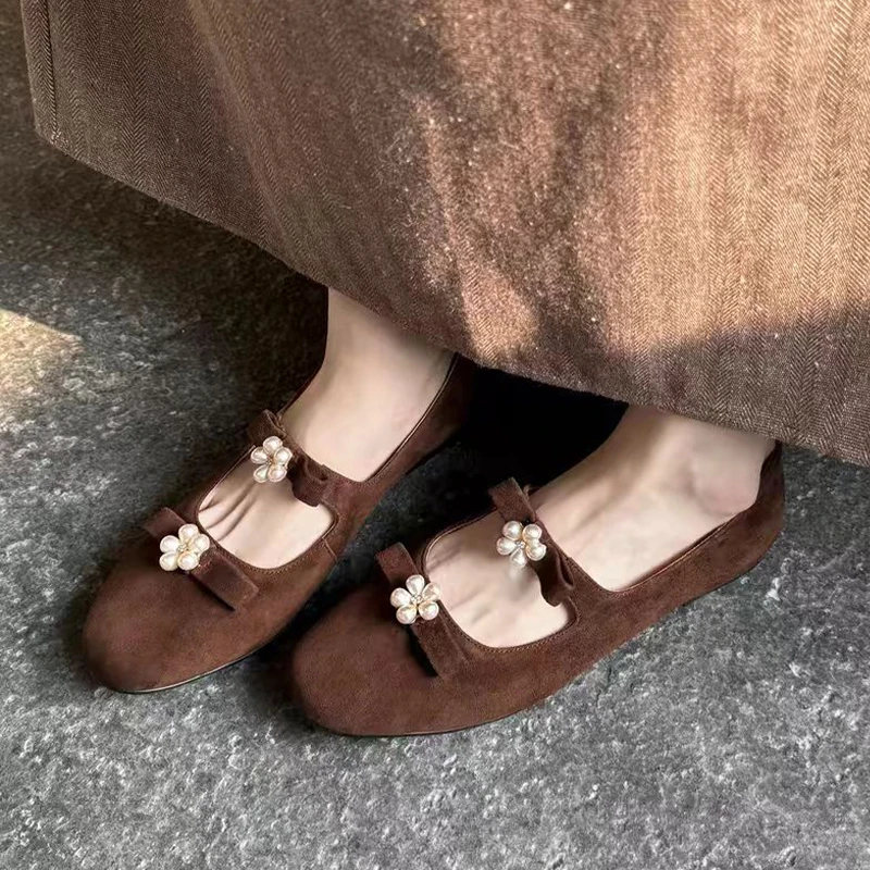 

Pearl Crystal Women Loafers Shoes Flats Sneaker Summer Sandals 2026 New Luxury Mary Jane Shoes Casul Shallow Suede Zapato Mujer