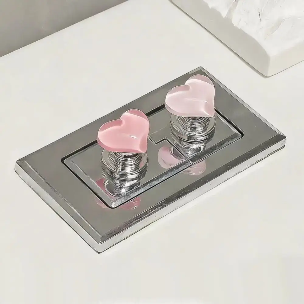 

Heart Shaped Toilet Press Button Self-Adhesive Creative Design Toilet Flusher Nail Protector Cute Style Toilet Tank Button