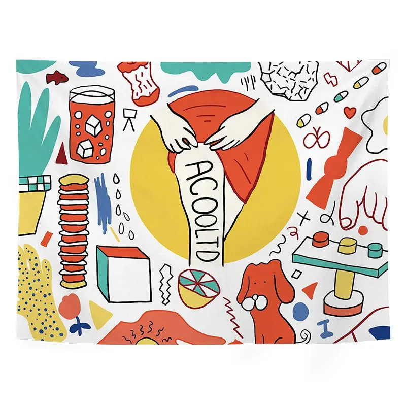 VIKAMA Cartoon Flute Music Bear Tapestry, High Definition Wear-Resistant Fabric Wall Hanging for Kids Living Room Decor