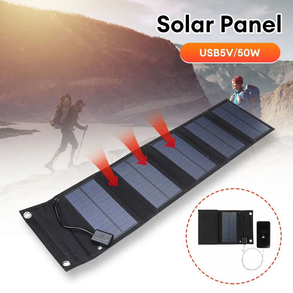 Foldable Solar Panel Phone Charger 5V Solar Panels Plate USB Solar Panels Power Bank for Cell Phone Camping Emergency Outdoor