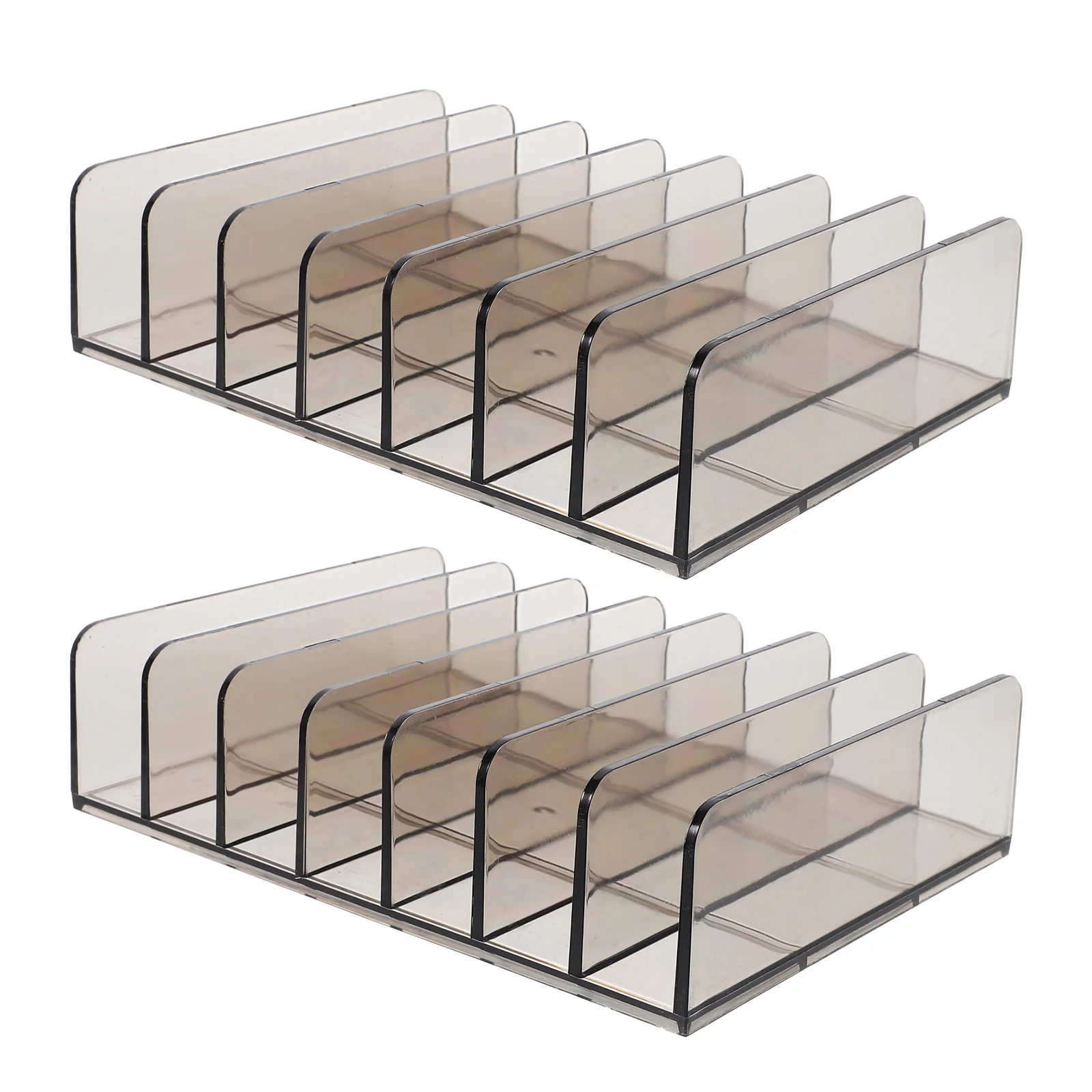 2 قطعة درج النقود صينية متعددة مقصورة الاكريليك صندوق تخزين المال للعملات النقدية شفافة رمادي حامل سطح المكتب العملة #1