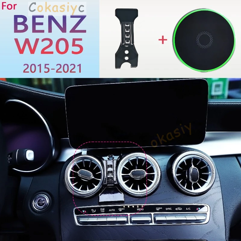 

For Mercedes Benz C200 260 300 W205 2015-2021 Magnetic Car Phone Holder 15W Wireless Charging Phone Stand MagSafe Phone Base