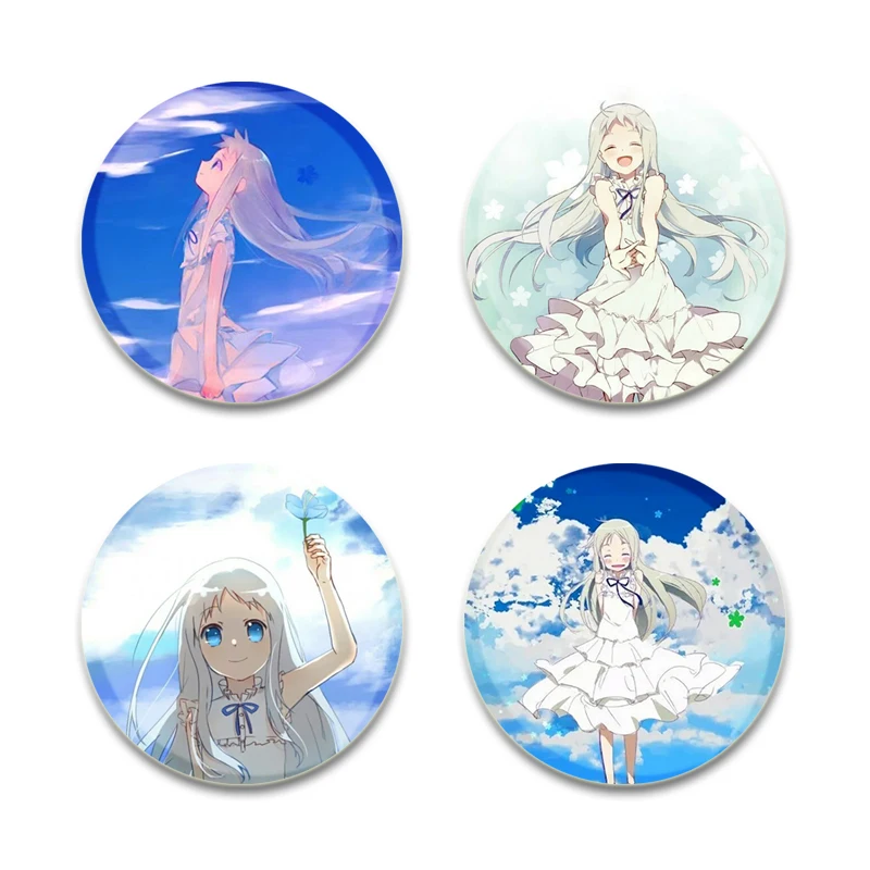 Anime AnoHana Button Pins Yadomi Jinta Honma Meiko Anjyou Naruko Round DIY Creative Brooches for Backpack Jewelry Accessories