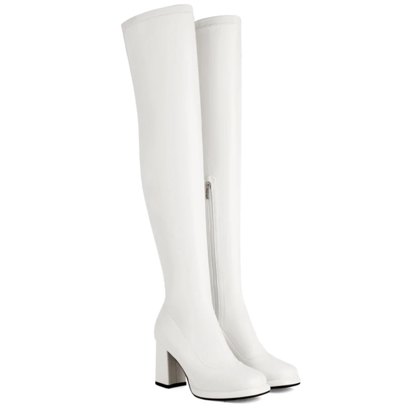 Women\'s Over the Knee High Boots Elegant Autumn Winter Shoes Gold Silver Heeled Long Thigh Boot Ladies Party Shoes Large Size
