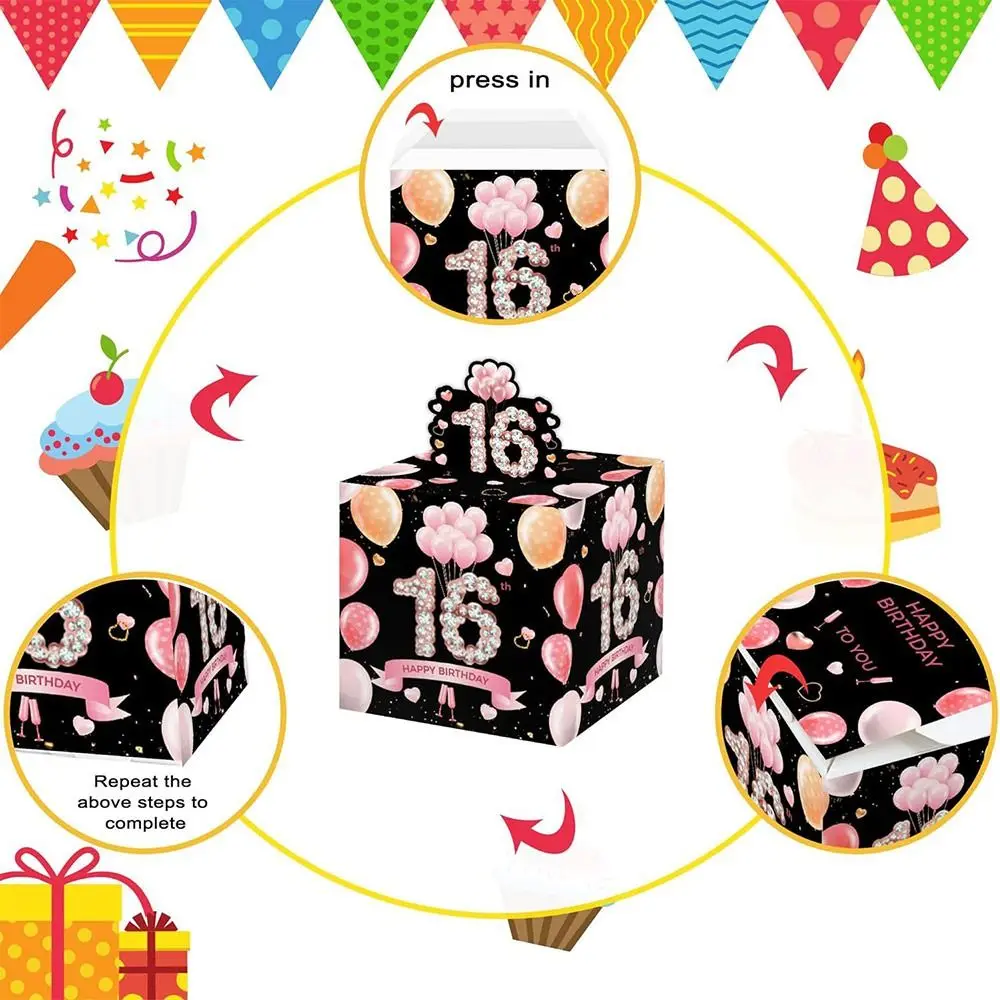 Paper Birthday Money Box 16th 18th 21st Happy Birthday Surprise Money Box Creative Birthday Surprise Money Gift Boxes Birthday view 2