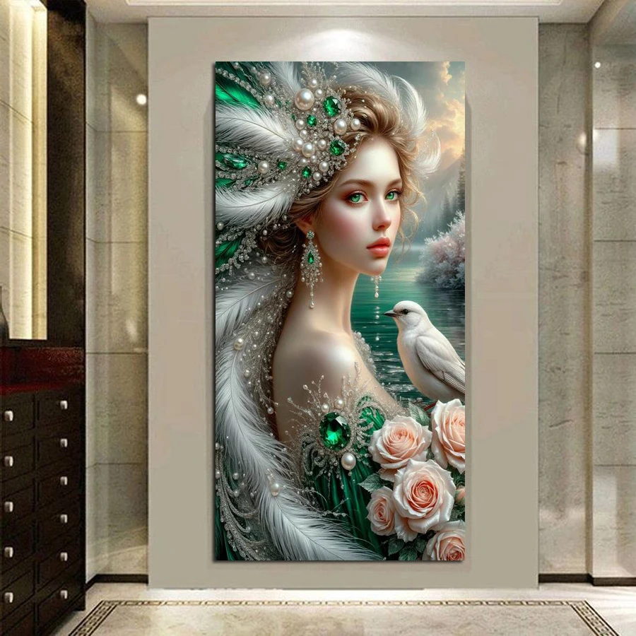 

Женщины и птицы, большой размер, новые наборы для алмазной живописи «сделай сам», животные, полная квадратная круглая дрель, мозаика, вышивка, картина, декор для стен