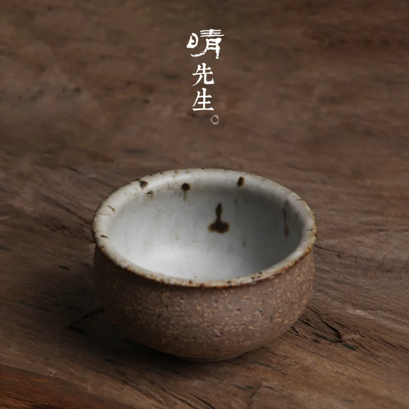 

★Mr. Qing Handmade Master Cup Pottery Japanese Zen Flavor Stoneware Tea Cup Kung Fu Tea Set White Tea Small Cup Tea Cup Tea Set