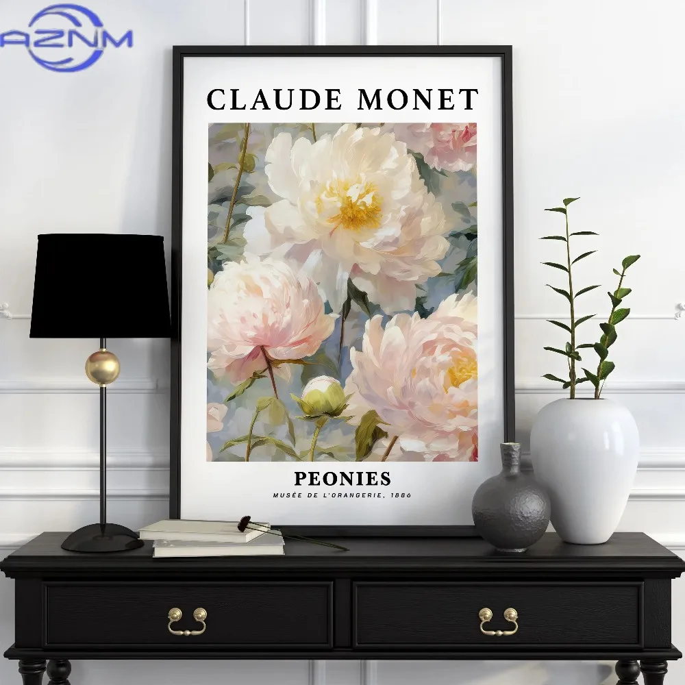 Famous Drawing Art Claude Monet Prints and Poster Vintage Colorful Courtyard Flower Scenic Seascape Canvas Painting Home Decor
