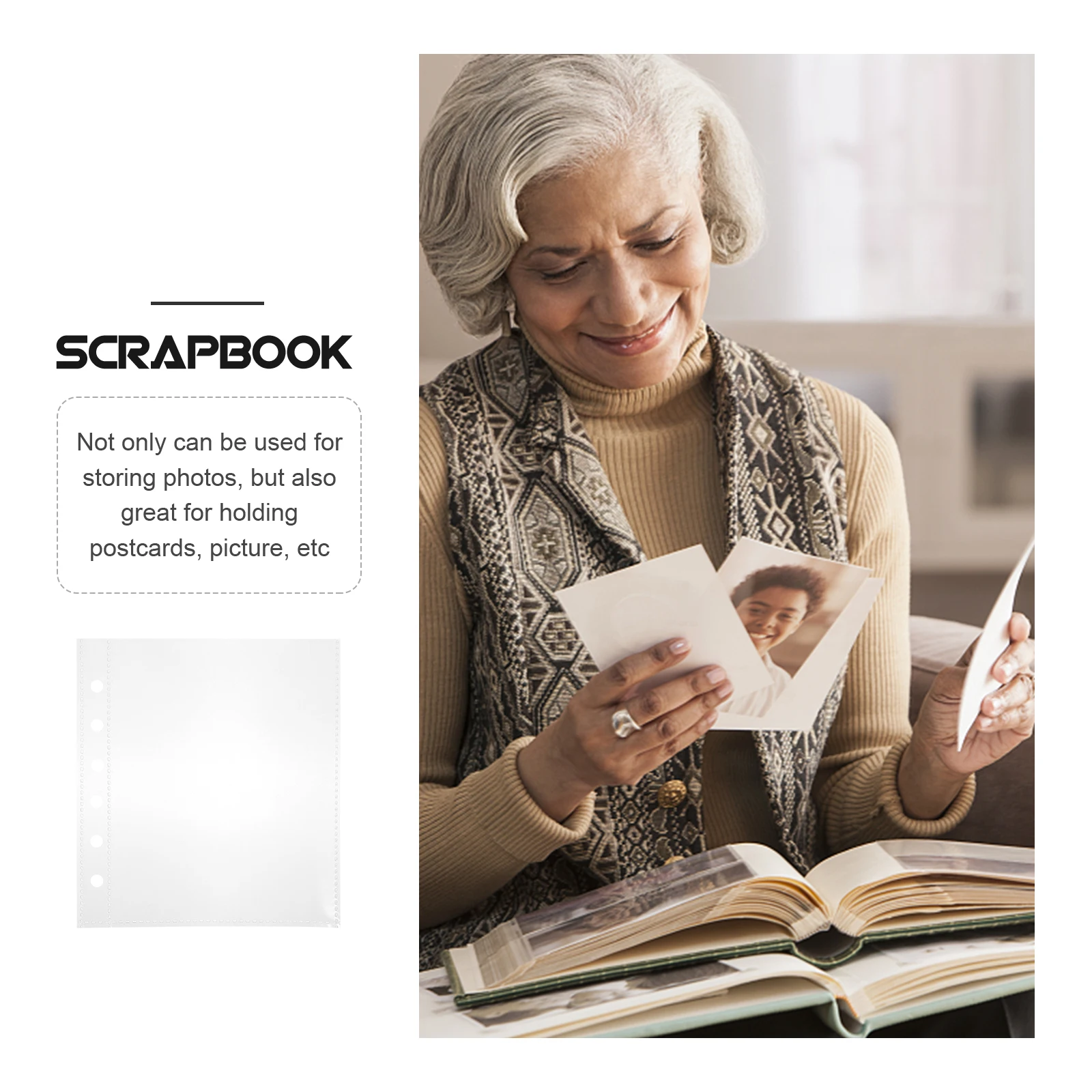 

50Pcs Scrapbook Page Protectors Refill Sheets Hole Punched Photo Album Page Covers Photo Storage Accessory Scrapbook Pages