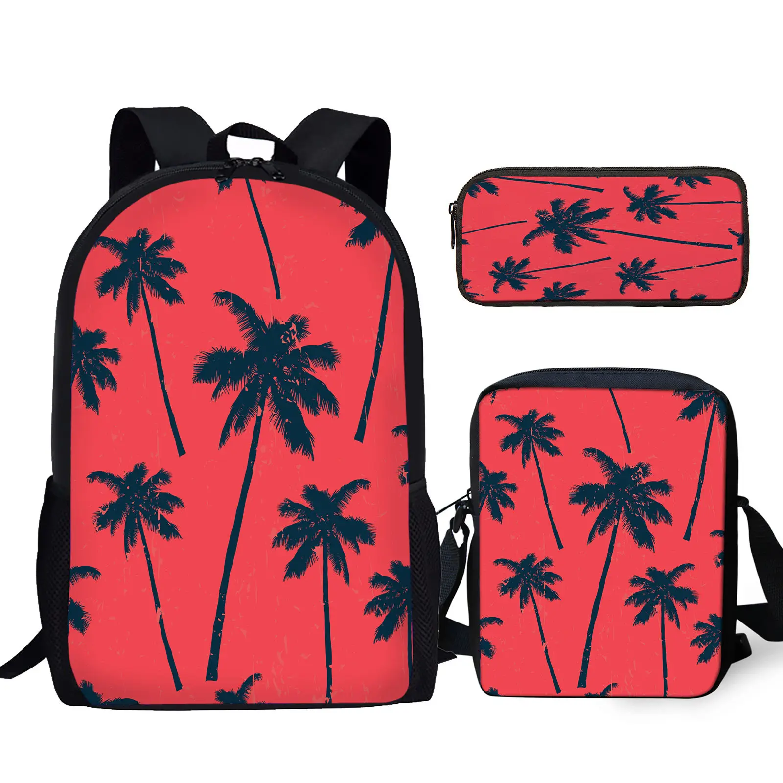 Hawaii Color Cartoon Coconut Tree 3D Printing Youth Laptop Bag Student Textbook Large Capacity Backpack Casual Messenger Bag