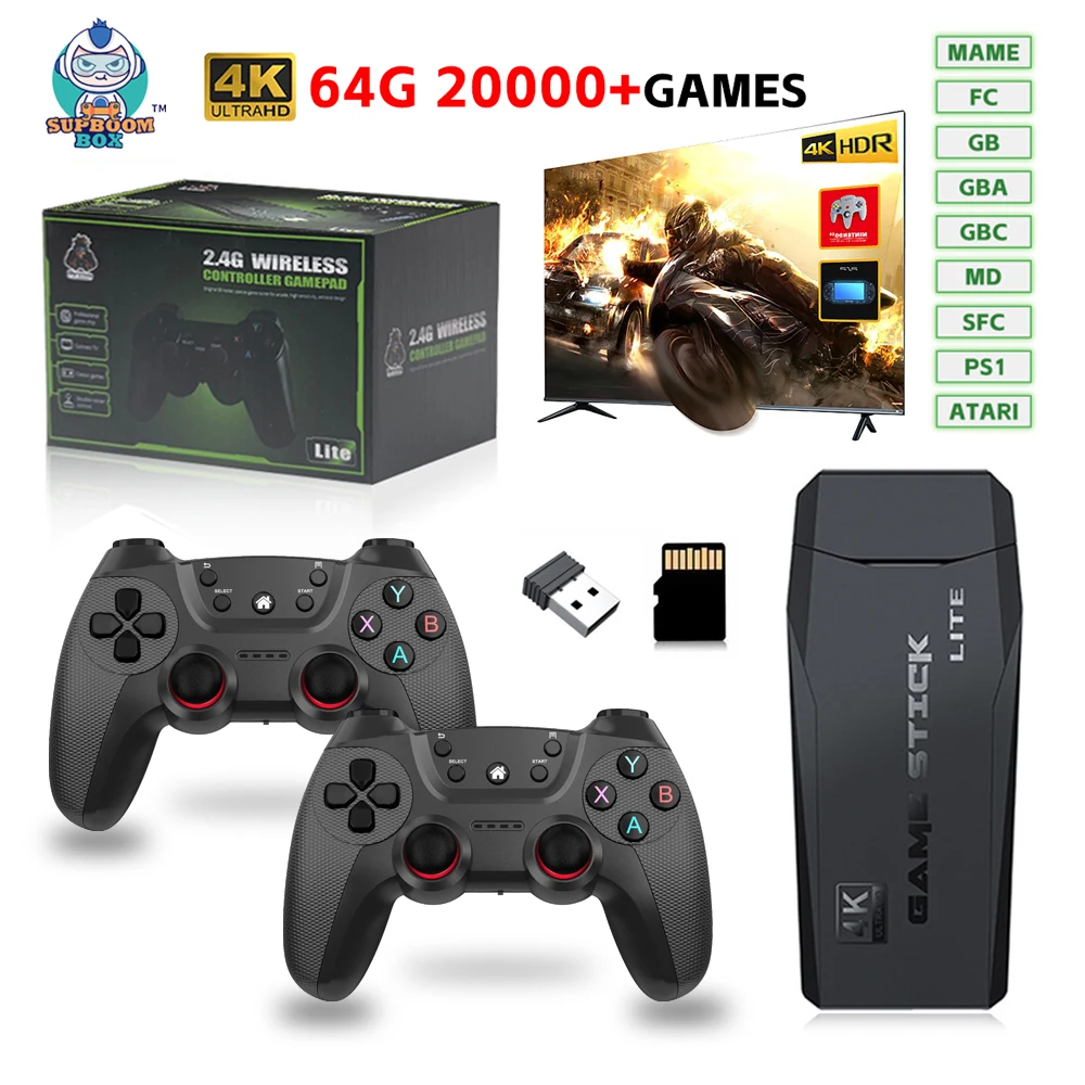 Upgrade M8 Video Game Console or Only 2 x 2.4G Wireless Controller Lite 4K TV Game Stick Retro Handheld Game Player For PS1