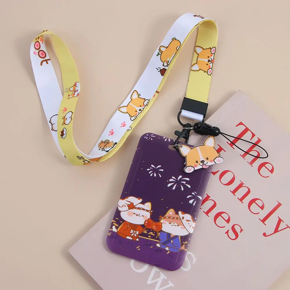 

For Women Students Dog Bus With Lanyard Credit ID Korean Card Case Card Access Control Card Storage Cover Cartoon Card Holders