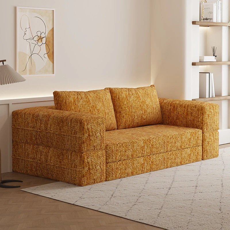 

retro fabric sofa vacuum compression dual-purpose small bed folding apartment living room lazy canapé convertible home furniture