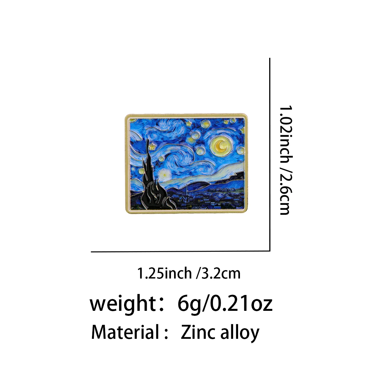Van Gogh Sternennacht Emaille-Pins Rosa Blau Sternenhimmel Kunstmalerei Broschen für Damen Herren Kunstschmuck Accessoires Geschenk – Detail 2