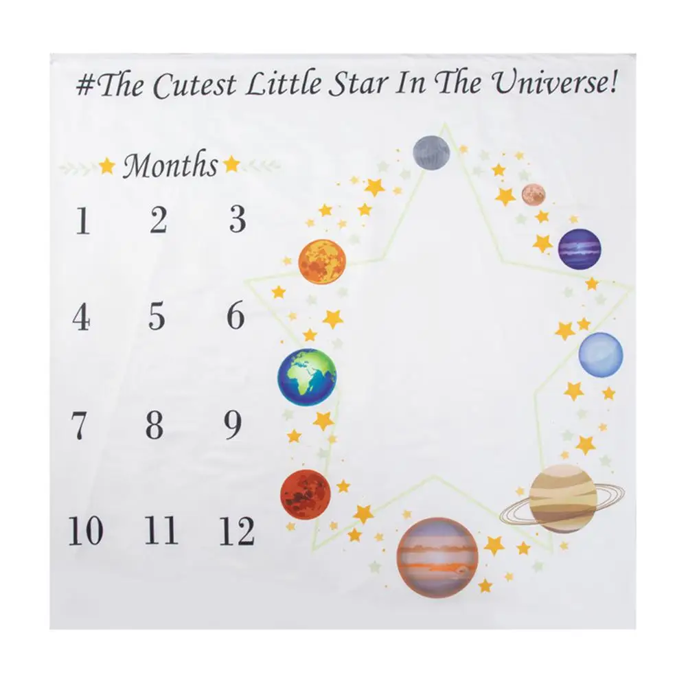 

Baby Photo Blanket Cartoon Background Newborn Props Soft Comfortable Milestone Easy Clean Wash Polyester Cotton