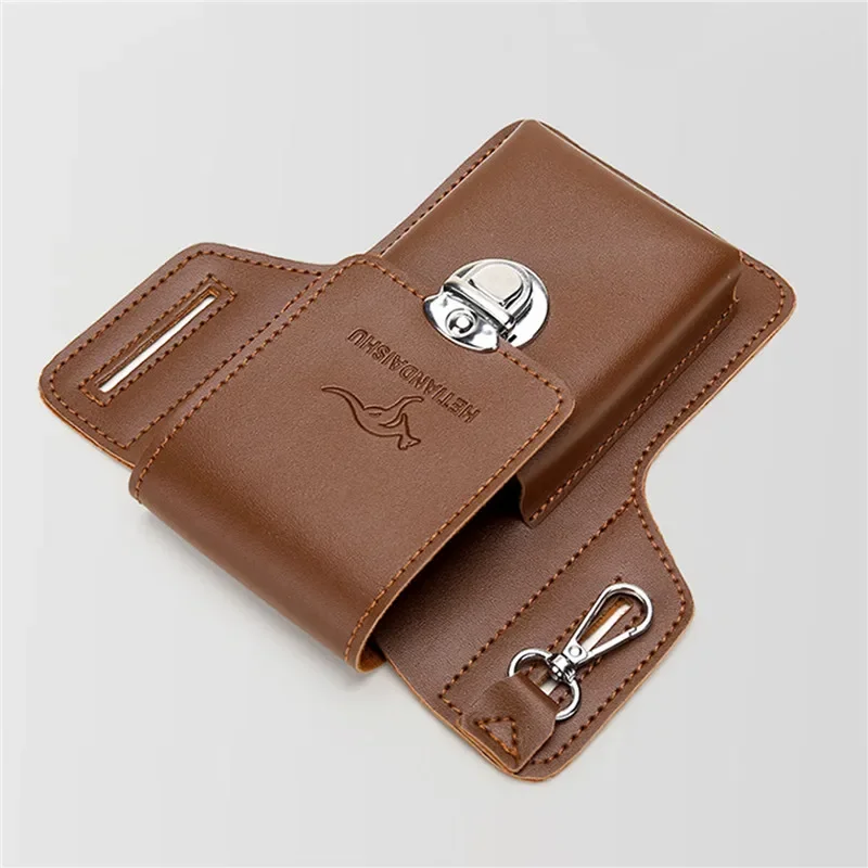 Phone Belt Bag PU Leather Pack Multifunctional Retro Men Bag Cell Phone Loop Holster Phone Pouch Wallet Fashion Phone Bag