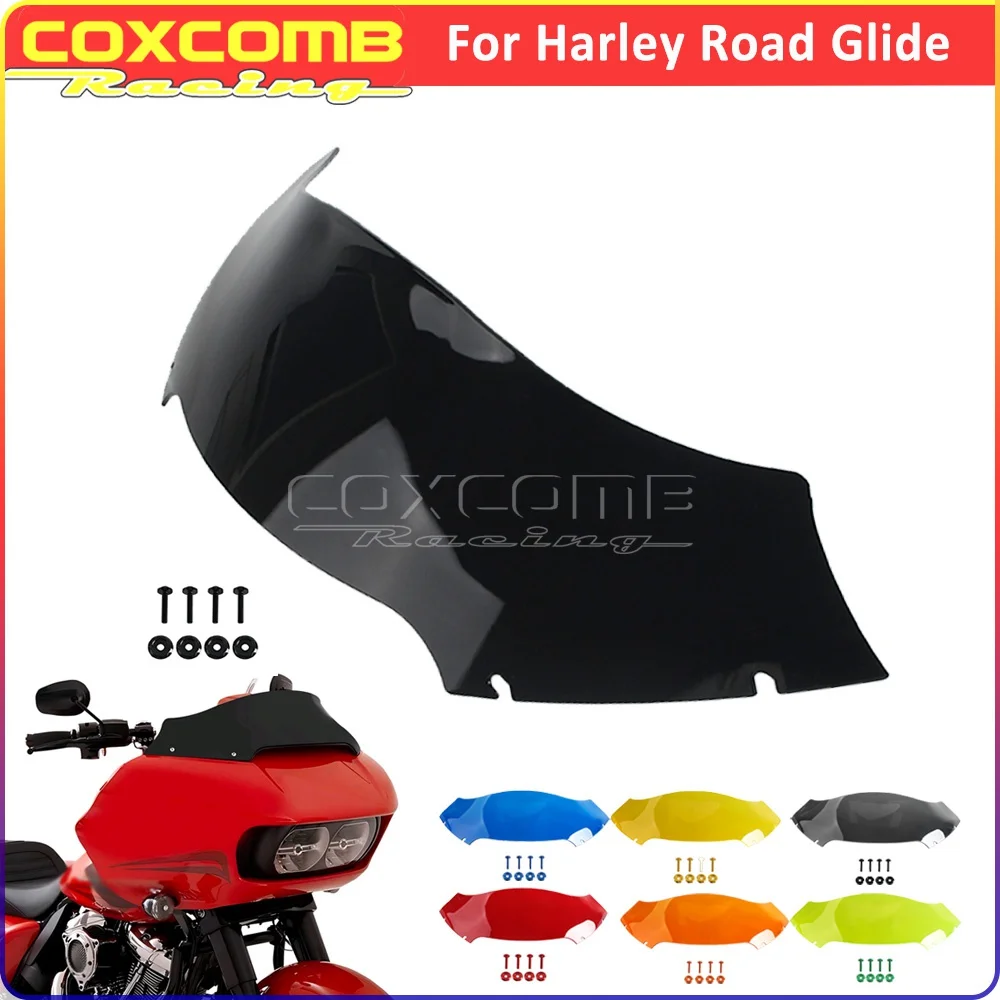 

For Harley Road Glide FLTRX Motorcycle Windshield Wind Splitter Shield 7inch 9inch Front Windscreen W/ Screw Washer Bolt 2015-23