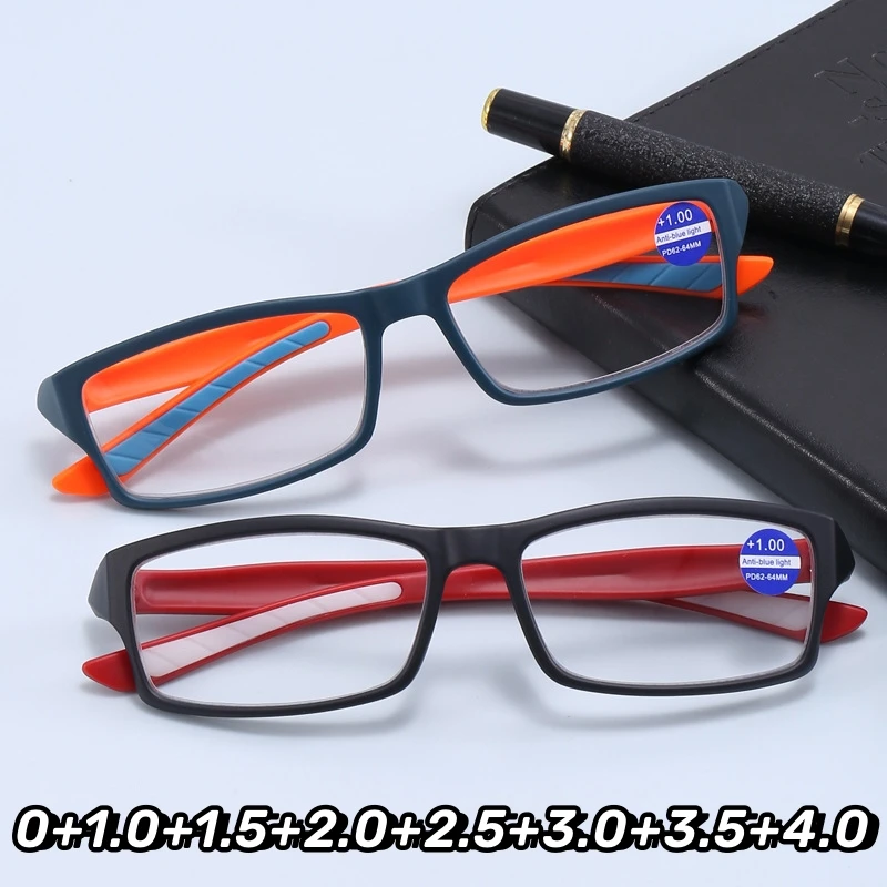 

Women Men Rectangular Reading Glasses Unisex New Trend HD Lens Eyeglasses Fashion Retro Blue Light Blocking Presbyopia 0+1.0+4.0