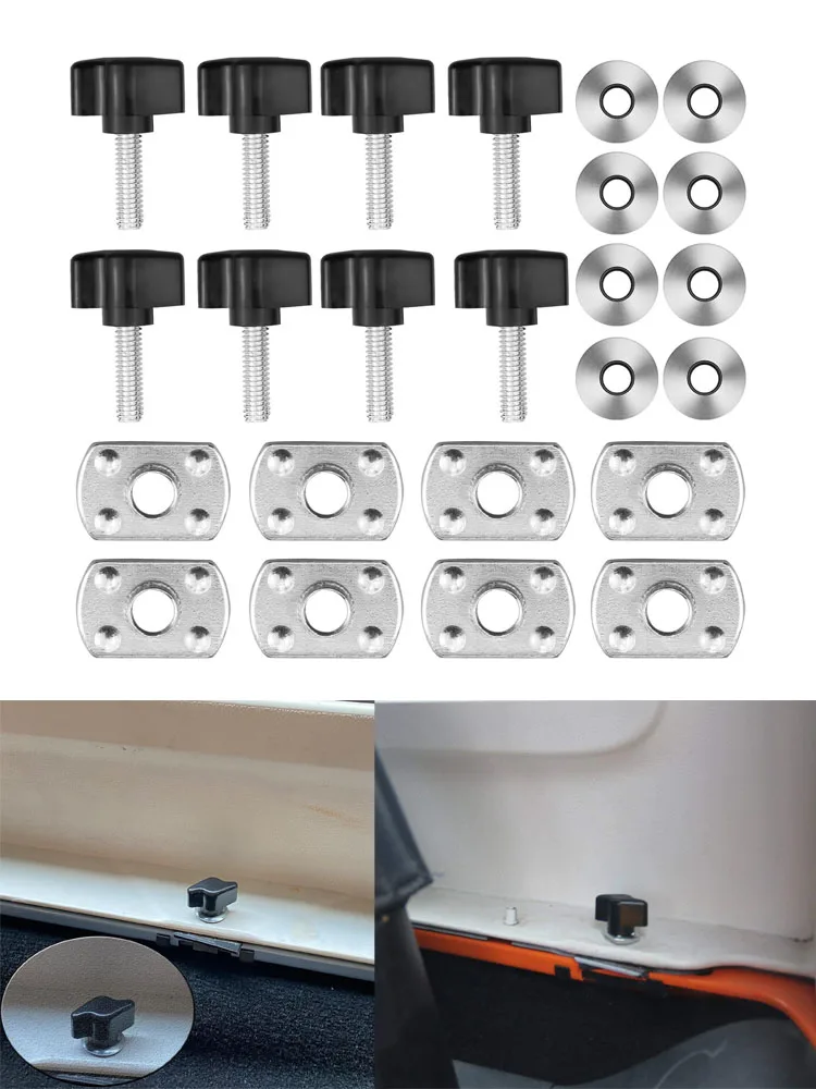 8pcs/Set Hard Top Quick Removal Fastener Thumb Screw Kit Nut Tie Down D-Rings Anchors Compatible for Jeep Wrangler