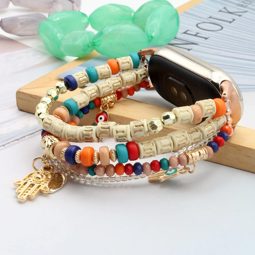 Mi Band 8/9/10 Bänder Armband Ersatz Boho Dressy Armband für Xiaomi Smart Band 10/ 9/8 Armband Luxus Schmuck Perlen Armband