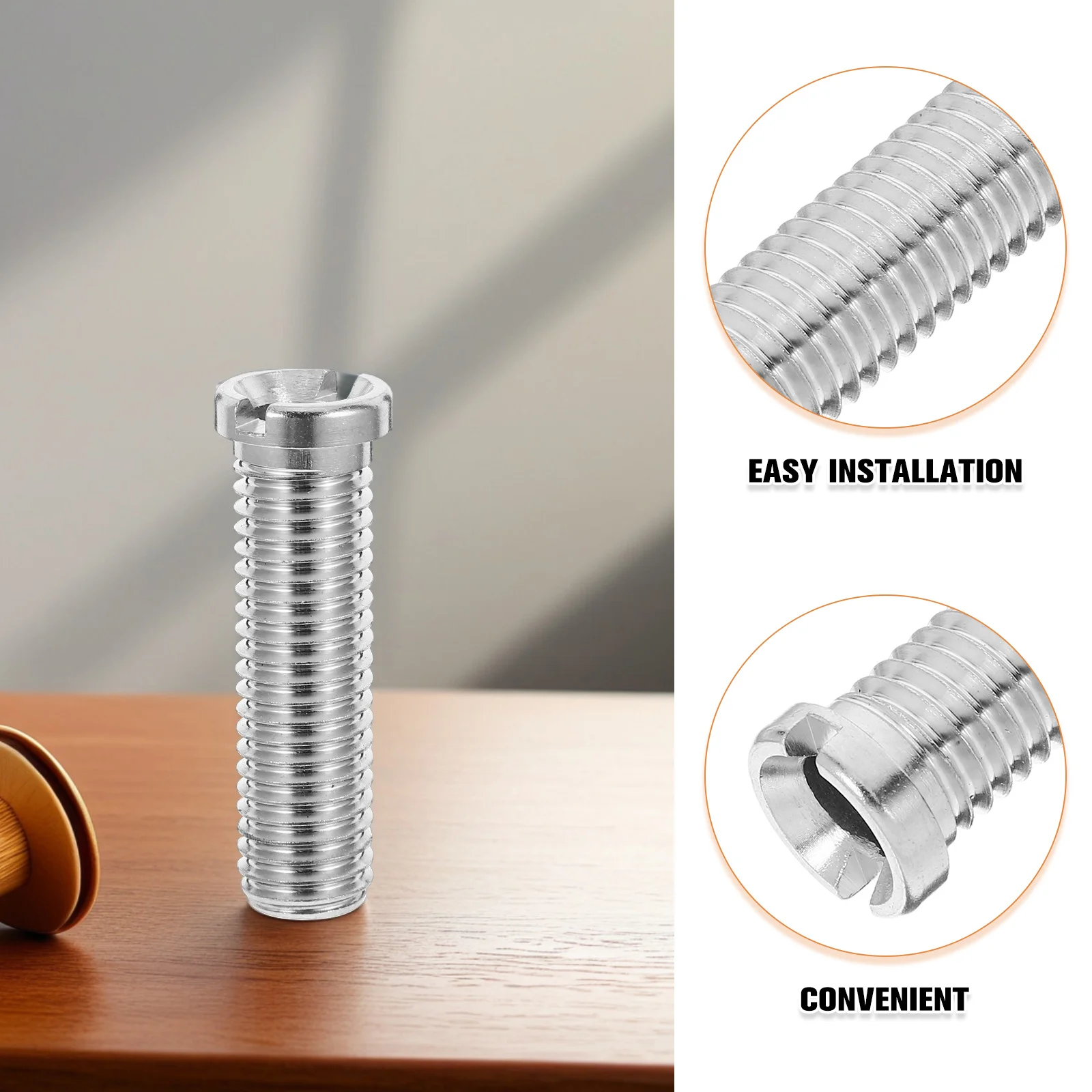 Parafuso de cesta de pia de aço inoxidável, 6 peças, 45mm, parafuso estendido para filtro de lavatório, conector de pia de cozinha, parafuso rosqueado