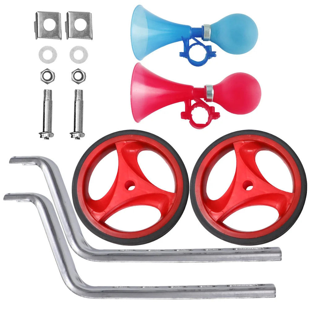 

2pcs 12-20 Inch Bike Training Wheels Flashing Balance Auxiliary Wheel For Bicycle Mute Cycling Bracket Red Horn