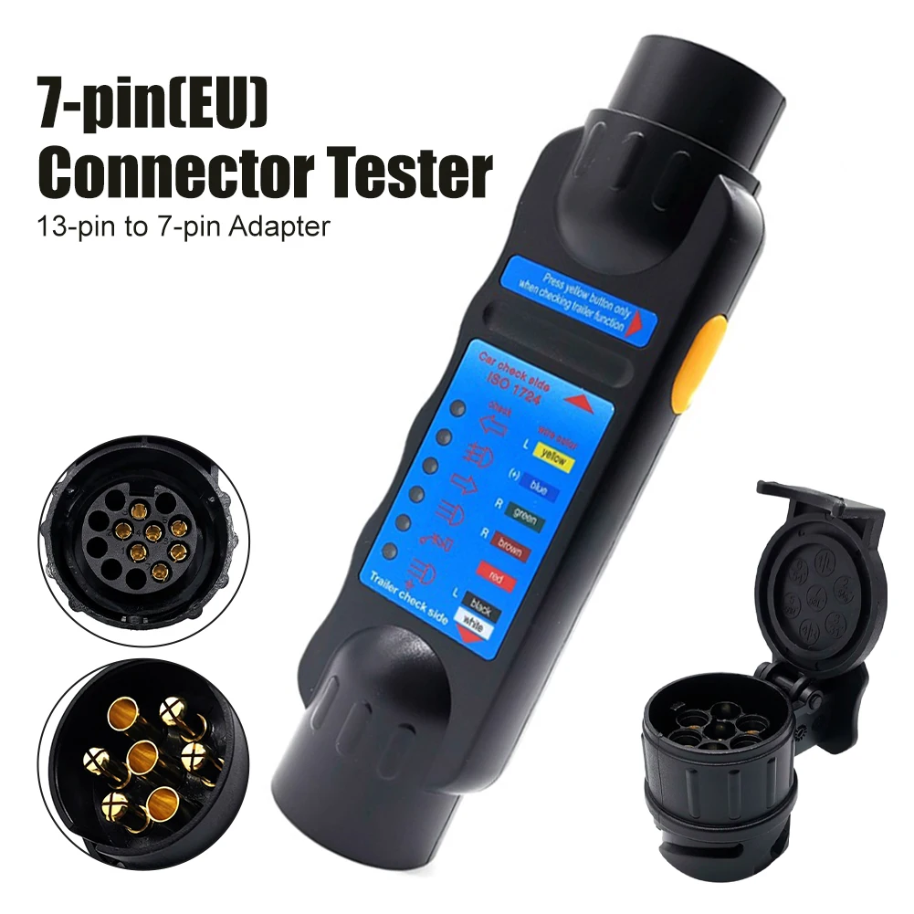 7pin To 13pin 12V Car Trailer Tester Plug 7pin To 13pin Adapter RV Towing Light Cable Circuit Connector Tester Diagnostic Tools