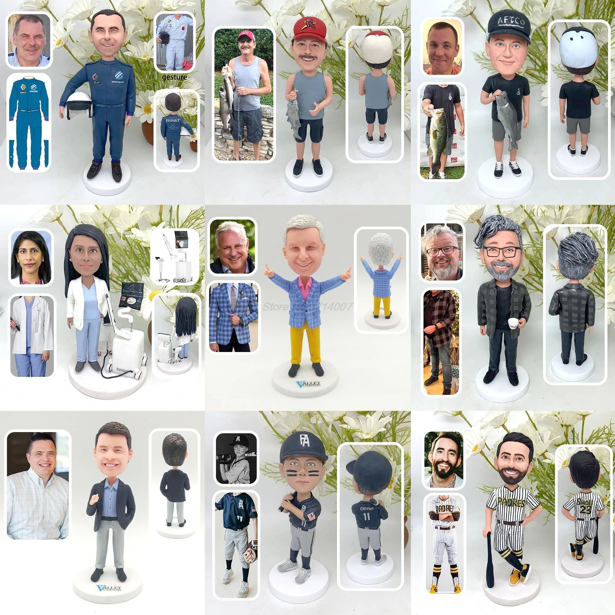 Custom Clay Couple Dolls Personalized with Photos | Unique 3D Bobblehead Sculpture for Girlfriend/Boyfriend Anniversary Gift