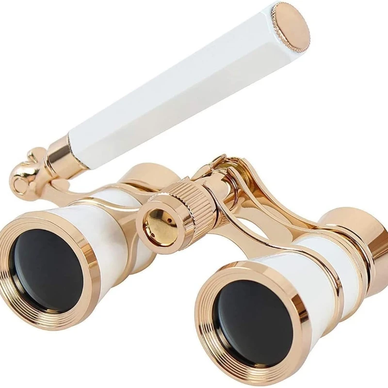 3x25 Vintage Binoculars Telescope Opera Theater Glasses with Retractable Handle Women Girls Telescope Hose Racing Glass